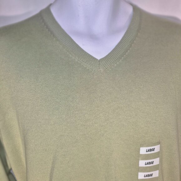 KENNETH COLE REACTION V-Neck cotton sweater, green in size Large NWT - Picture 9 of 16